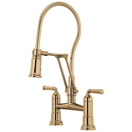 Brizo Rook Articulating Bridge Faucet with Finished Hose 62174LF-PG
